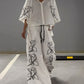 Fashion Personality Design Printed Top & Wide Leg Pants Two-Piece Set