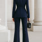 Sophisticated  High-Collar Blazer & Wide-Leg Trousers Set