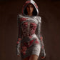 Classy Skeleton Anatomy Bloody Roses Bandages Hooded Sweater Dress