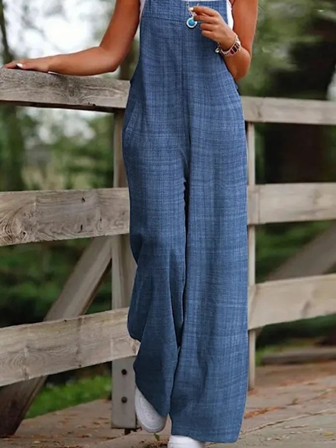 Women's Casual Cotton and Linen Jumpsuit