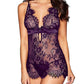 Sexy Deep V See-Through Eyelash Lace Camisole Nightgown