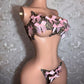 3D Bow-decorated Sexy Strapless Bra and Thong Lingerie Set
