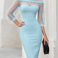 Sheer Illusion Off-Shoulder Sweetheart Midi Dress