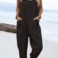 Women'S Casual Solid Color Cotton And Linen Overalls