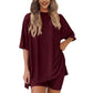 2025 Summer Casual Oversized Shirts Shorts Matching Women's Two Piece Lounge Set
