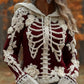 Women's Halloween Skeleton Bones With Roses Art Knitted Warm Hooded Sweater