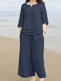 Women'S Casual Loose Top Wide Leg Pants Set