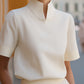 Stand Collar Minimalist Structured Blouse