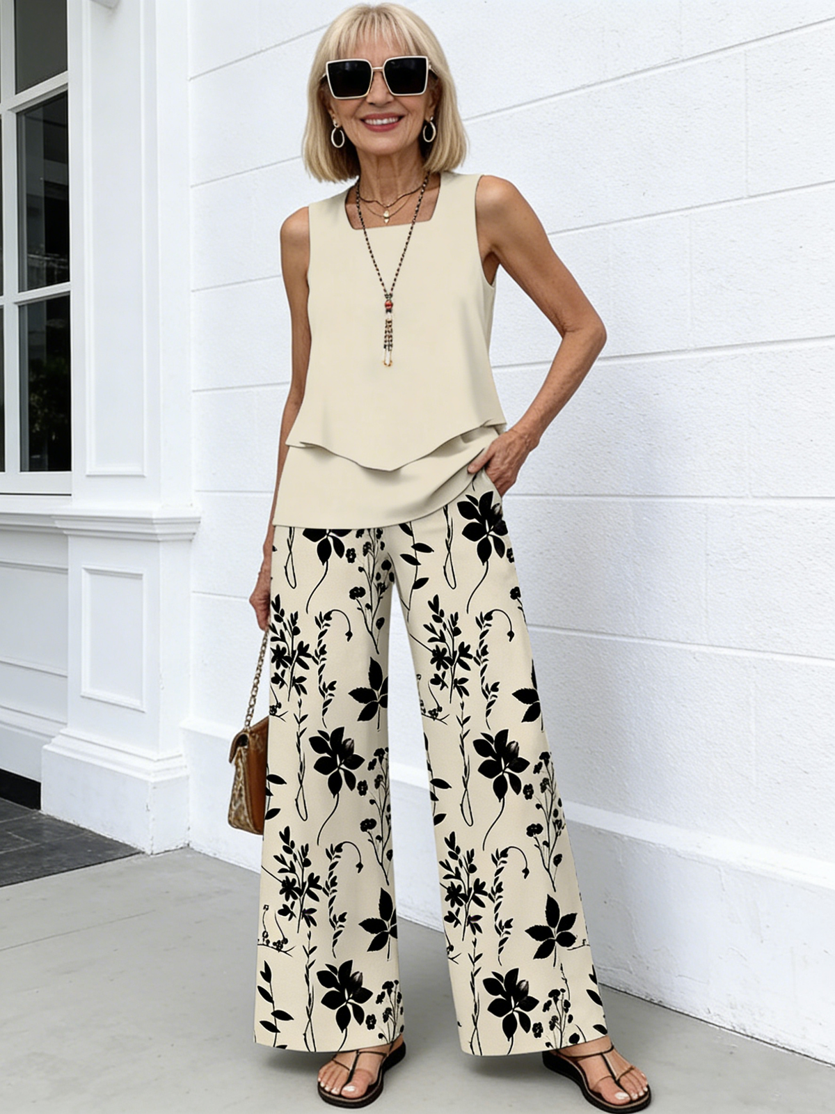 Two-piece Vacation Sleeveless Double Vest Pants Set Outdoor Clothing