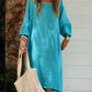Women'S Casual Solid Color Loose Cotton And Linen Dress