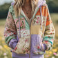 Women's Vintage Floral Patchwork Cozy Warm Zipper Hoodie