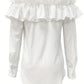 Women's Casual Solid Color Long Sleeve One Shoulder Ruffled Shirt