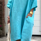 Women'S Casual Solid Color V-Neck Loose Cotton And Linen Dress