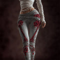 Classy Skeleton Anatomy Bloody Roses Bandages Knit Leggings