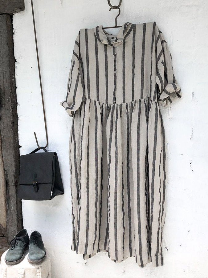 Women's Vintage Striped Shirt Dress