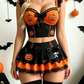 Sexy Seductive Halloween Pumpkin Witch Role-Play Lingerie Set