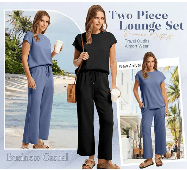 🌺🌺New Arrivals 2025 for Women, Casual Short Sleeve Wide Leg Top, Two Piece Sets