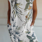 Women's Cotton and Linen Round Neck Printed Dress