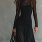 Black Tulle Patchwork Maxi Dress