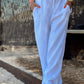 Women's solid color casual cotton and linen three-piece set