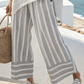 Women'S Loose Striped Casual Elastic Waist Pants Set