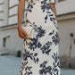 Botanical Print Short Sleeve Midi Dress