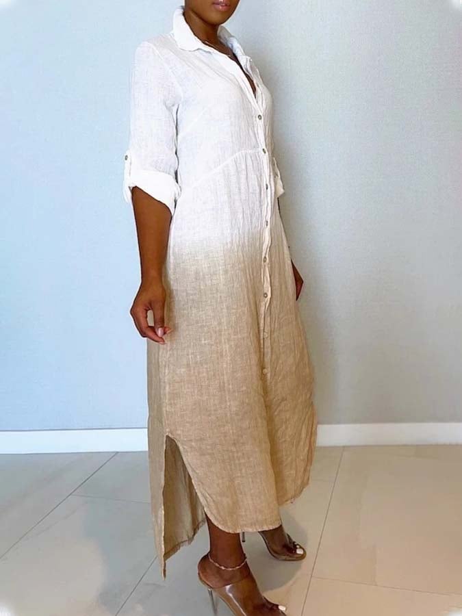 Women'S Single Breasted Lapel Reconstructed Contrast Shirt Shirt