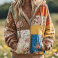 Women's Vintage Floral Patchwork Cozy Warm Zipper Hoodie