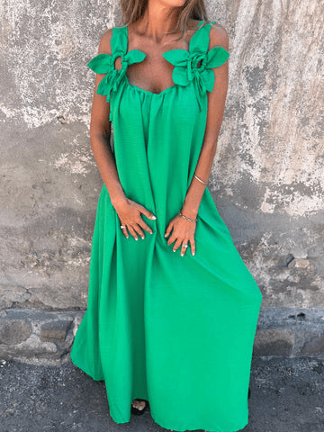 Women's Casual Solid Color Floral Dress