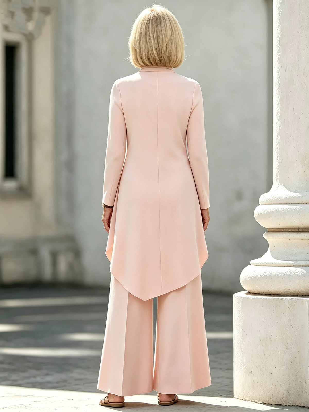 2Pcs Commuter Skinny Irregular Design, High Neck Long Sleeve Laminated Wide Leg Pants Two-piece Set