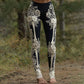 Women's Vintage Halloween Skeleton & Rose Lace Art Leggings