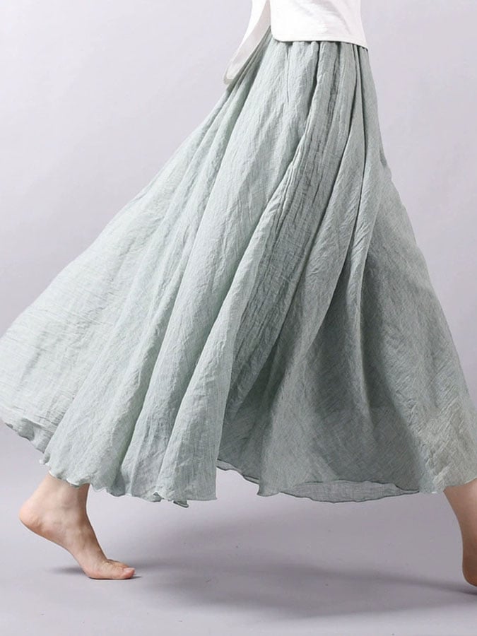 Women's Casual Solid Color A-Line Midi Skirt