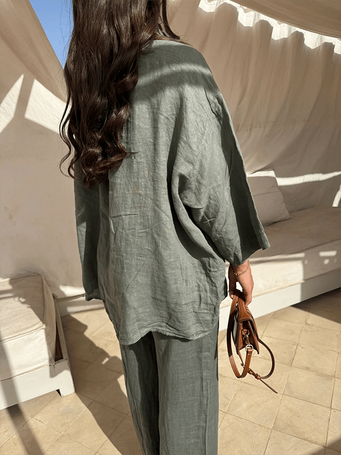 Women'S Loose V-Neck Casual Shirt Shorts Pants Set