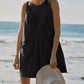 Women's Casual Round Neck Loose Sleeveless Pocket Short Jumpsuit