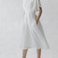 Women's Solid Color Gathered Waist Button Linen Dress