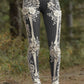 Women's Vintage Halloween Skeleton & Rose Lace Art Leggings