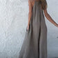 Women'S Casual Cotton And Linen Suspender Maxi Dress
