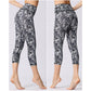 Leaves Butterfly Print Sports Yoga Cropped Leggings Women's Yoga Capri Pants