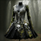 Women's Halloween Skull Flowers Moss Witch Midi Dress