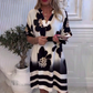 Women's Printed V-Neck Short Sleeve Loose Casual Dress