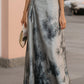 Ethereal Silver-Grey Floral Printed Two-Piece Maxi Set