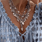 Women 3/4 Sleeve V-Neck Polka Dot Lace Up Blouse