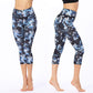 Leaves Butterfly Print Sports Yoga Cropped Leggings Women's Yoga Capri Pants