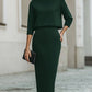 Boat Neck Top And Midi Skirt Set