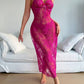 Sexy Floral Lace Mesh See-through Long Camisole Nightgown