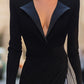 Elegant Tuxedo-Inspired Silver Slit Gown