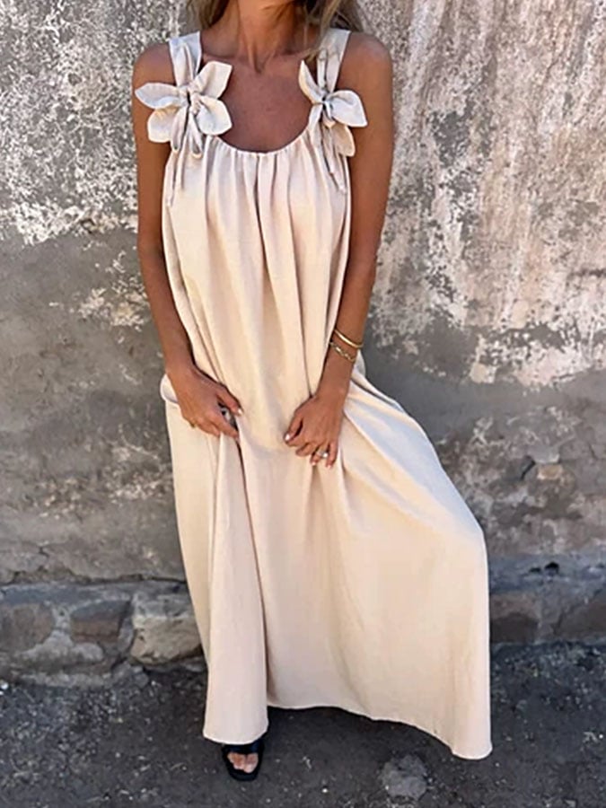 Women's Casual Solid Color Floral Dress