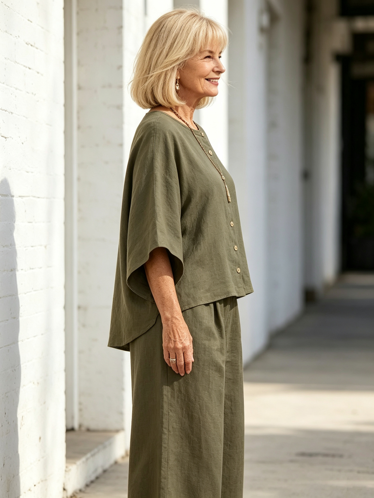 2Pcs Women's Suit Casual Women's Clothing Cotton and Linen Wide-leg Pants Suit