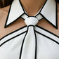 Stylish Sleeveless Halter Neck Blouse With Bold Contrast Trim