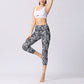 Leaves Butterfly Print Sports Yoga Cropped Leggings Women's Yoga Capri Pants